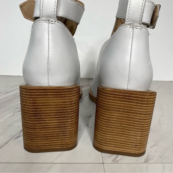 Free People Brady Square Toe White Leather Buckle Shootie Bootie 40 - Picture 4 of 15